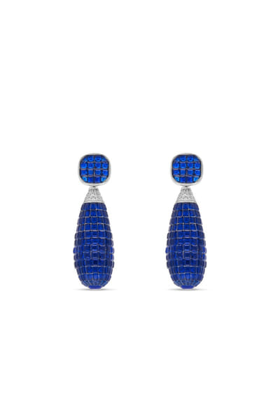 Blue and silver stone embellished earrings