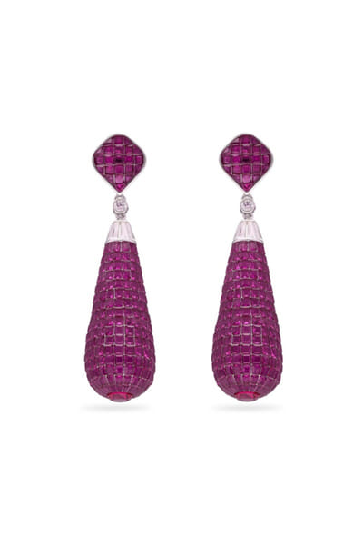 Miss Jo Ruby and silver teardrop earrings MISSMAY26D345225