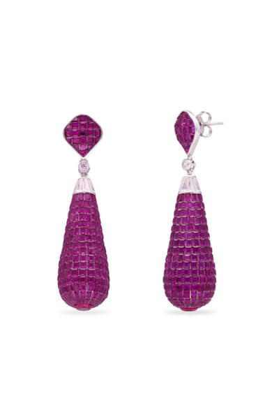 Miss Jo Ruby and silver teardrop earrings MISSMAY26D345225