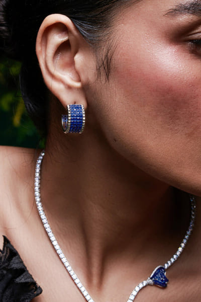 Blue and silver embellished earrings
