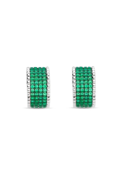Green and silver embellished earrings