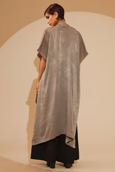 Stoïque Grey and black velvet silk tunic STOJUN26D146485