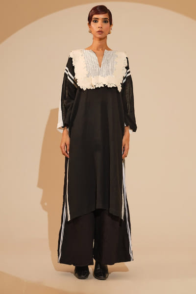 Stoïque Black crushed silk tunic STOJUN26D146477