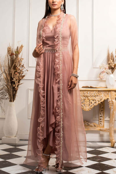 Seema Thukral Dusty pink dress and jacket SEEM124