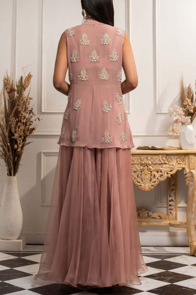 Seema Thukral Dusty pink jacket and sharara set SEEM131
