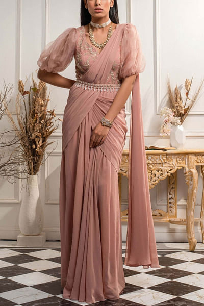 Dusty pink sari gown 
