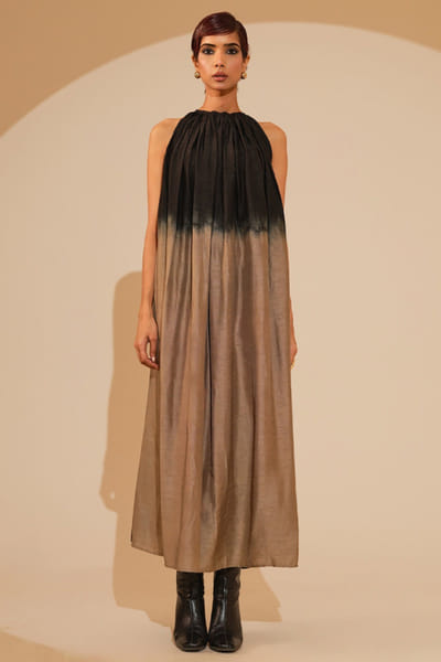 Stoïque Black and grey Mysore silk dress STOJUN26D146484