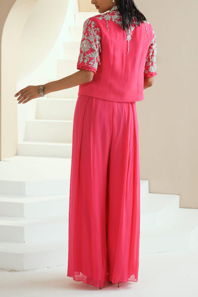 Seema Thukral Hot pink embellishd jacket and pants set SEESEP2213