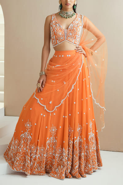 Seema Thukral Orange embellished lehenga set SEESEP2225