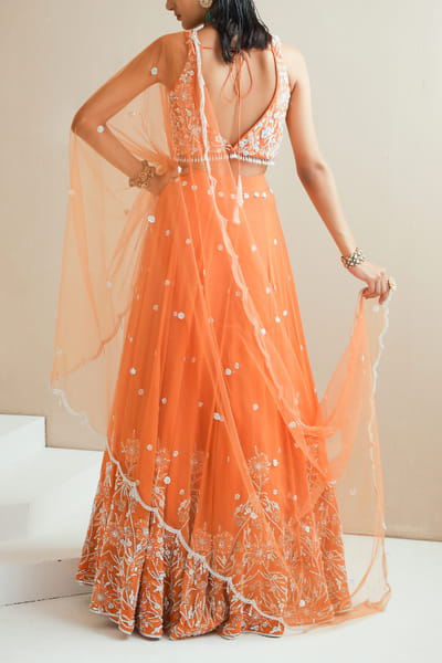 Seema Thukral Orange embellished lehenga set SEESEP2225