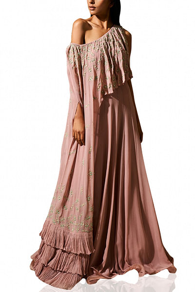 Dusty pink draped gown