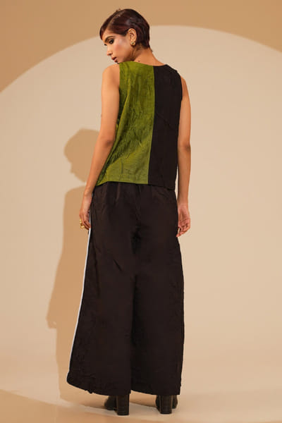 Stoïque Green and black crushed silk top STOJUN26D146474