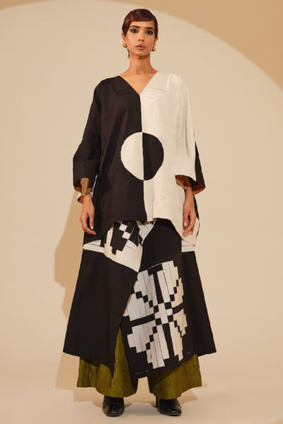 Stoïque Black block printed crushed top STOJUN26D146478