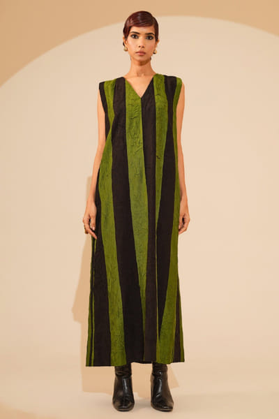 Stoïque Black and green patchwork dress STOJUN26D146468