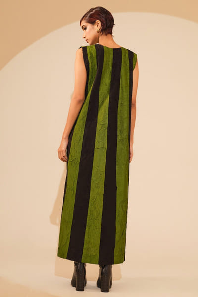 Stoïque Black and green patchwork dress STOJUN26D146468