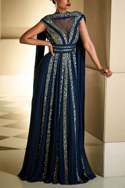 Embellished navy gown