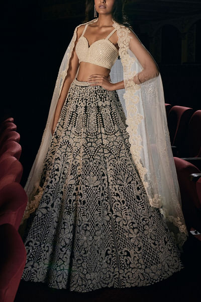 Black rich ornate lehenga set