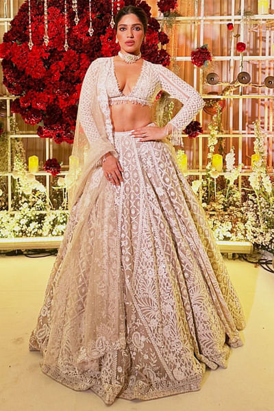 Nude sequin embellished lehenga set
