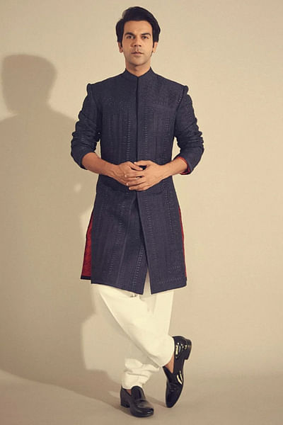 Midnight blue sherwani set