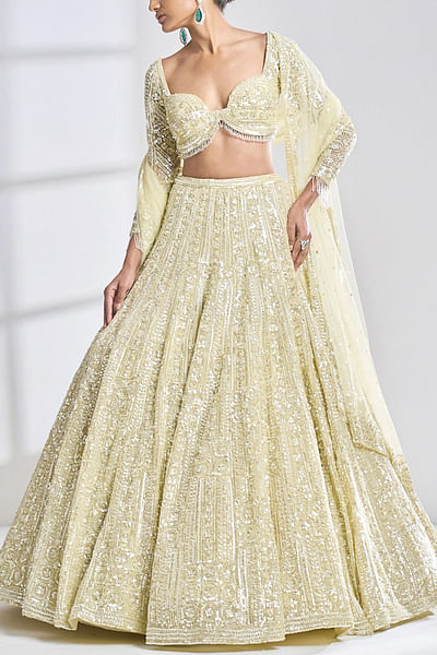 Lime sequin embroidered lehenga set