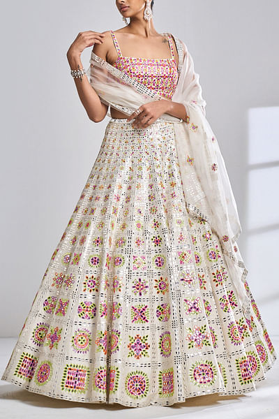 Ivory embellished lehenga set