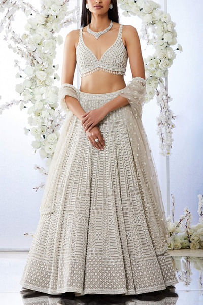 Grey embroidered lehenga set