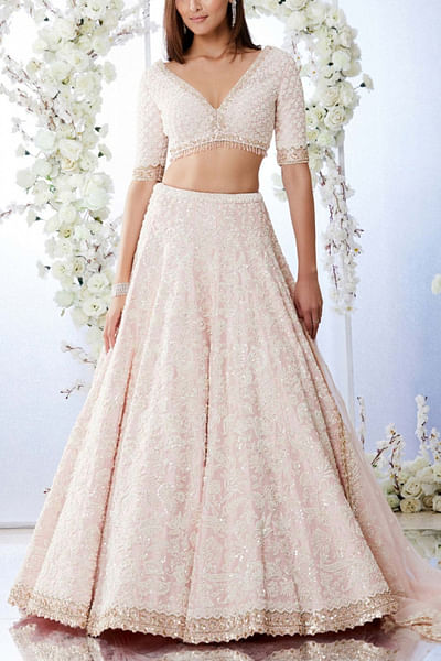 Blush pink embroidered lehenga set