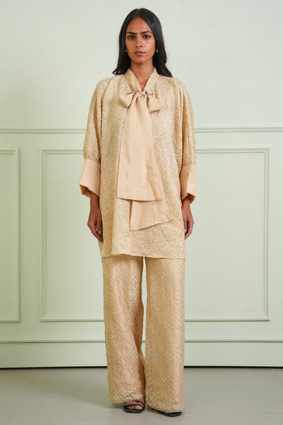 Twenty Nine Gold bow tie bandhani co-ord set TWENJUL26D149035