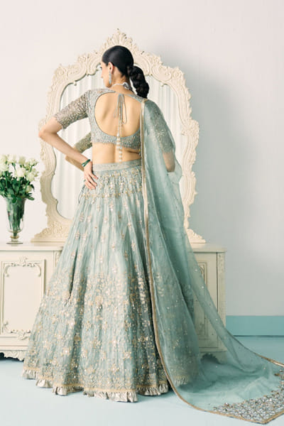 Sanya Gulati Aqua green embellished lehenga set SANYMAY26D145331