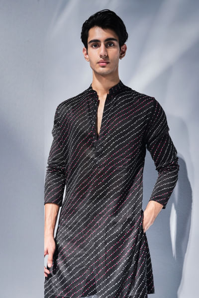 Black bandhani and Swarovski kurta