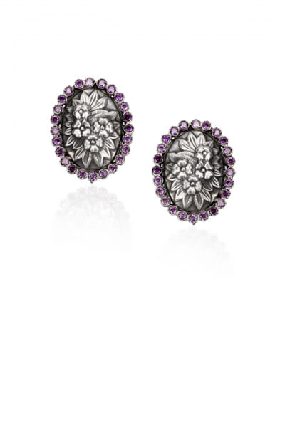 Silver floral earrings