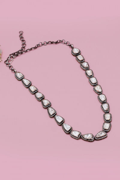 Silver gemstone embellished necklace