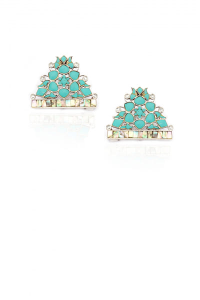 Sangeeta Boochra Silver kundan and pearl earrings SGBOCT2209