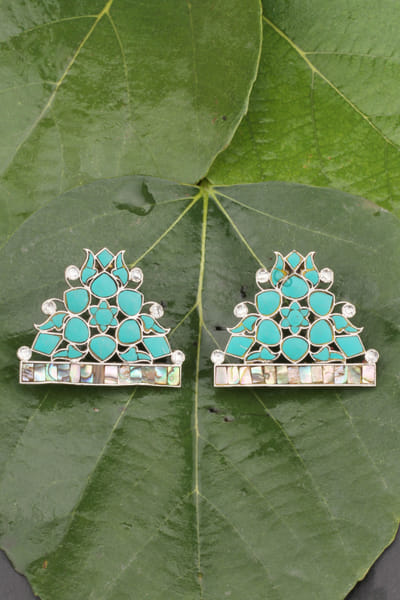 Sangeeta Boochra Silver kundan and pearl earrings SGBOCT2209