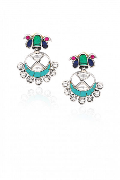 Silver and kundan earrings