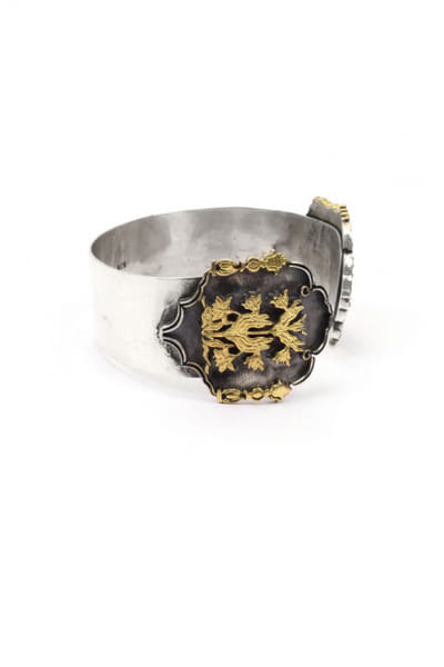Silver and gold plated cuff bracelet