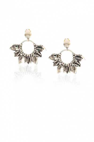 Silver floral petal earrings