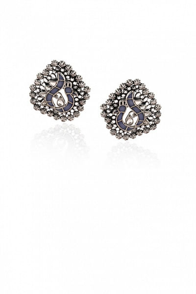 Silver blue studded earrings