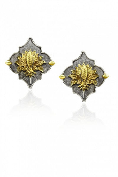 Silver lotus earrings