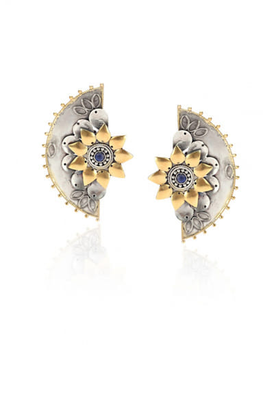Silver and gold plated stud earrings