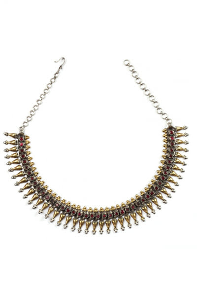 Silver spike necklace