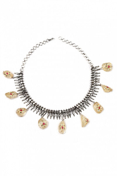 Silver and stone embellished necklace