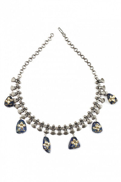 Silver and stone embellished necklace