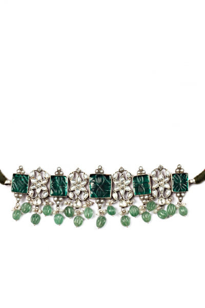 Green and silver choker