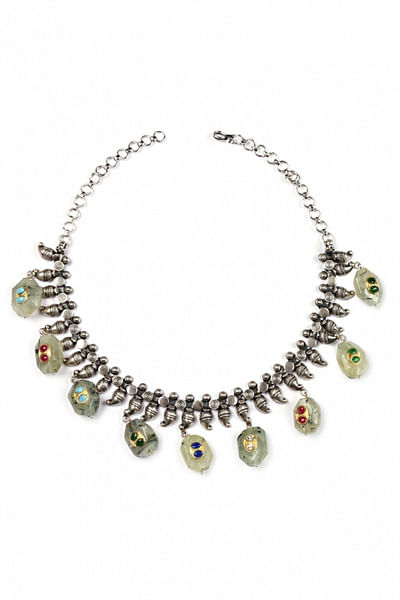 Silver embellished necklace
