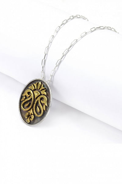 Silver paisley pendant and chain