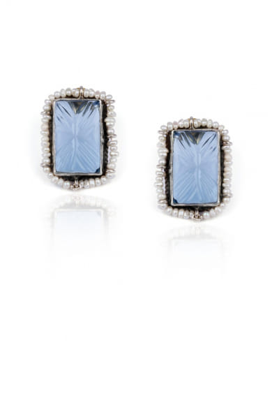 Quartz stone silver earrings