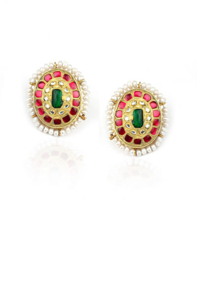 Sangeeta Boochra Silver kundan earrings SGBSBPSE4