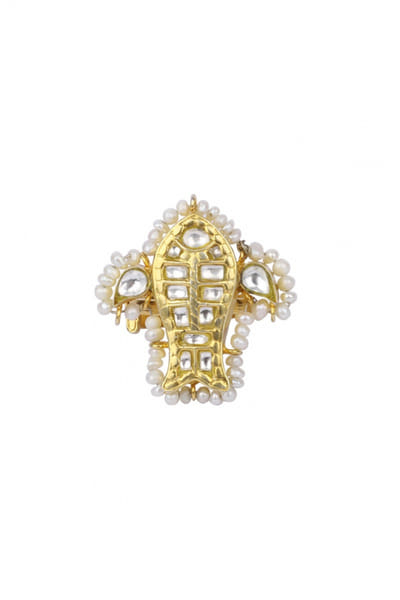 Gold plated kundan ring