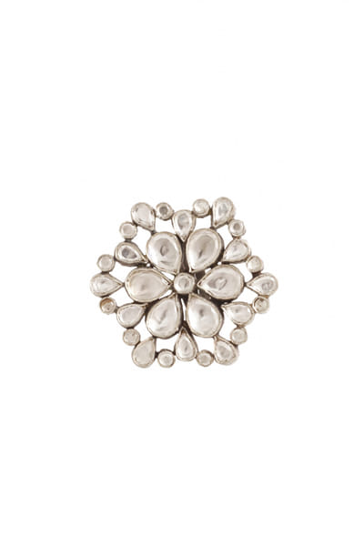 Sangeeta Boochra Silver kundan studded ring SGBSBR5027